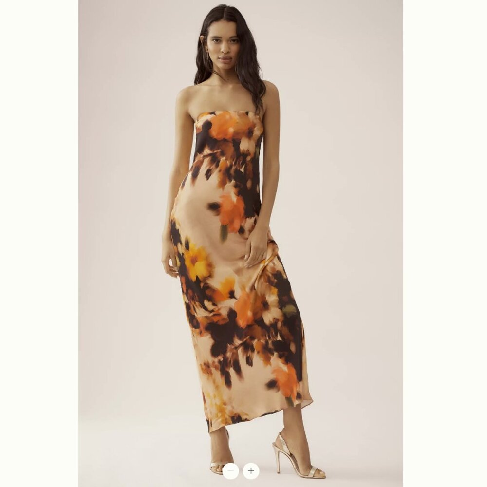 NWT: The Fleur Strapless Satin Maxi Slip Dress
